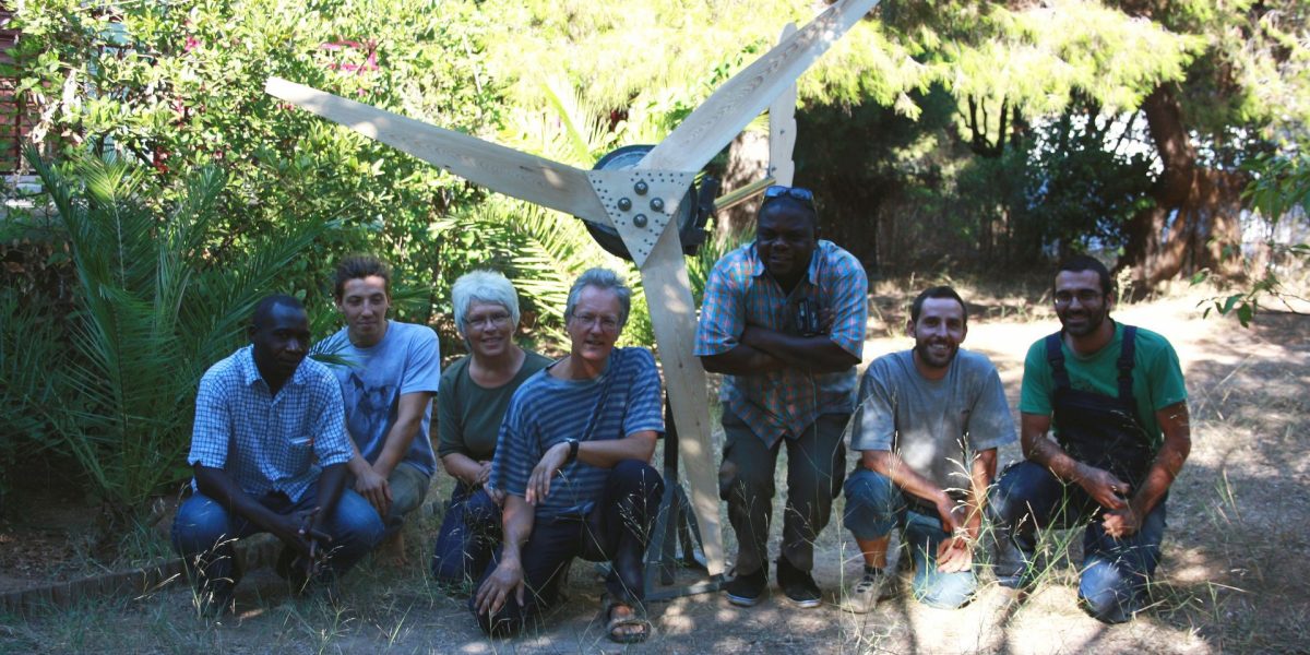group photo with turbine